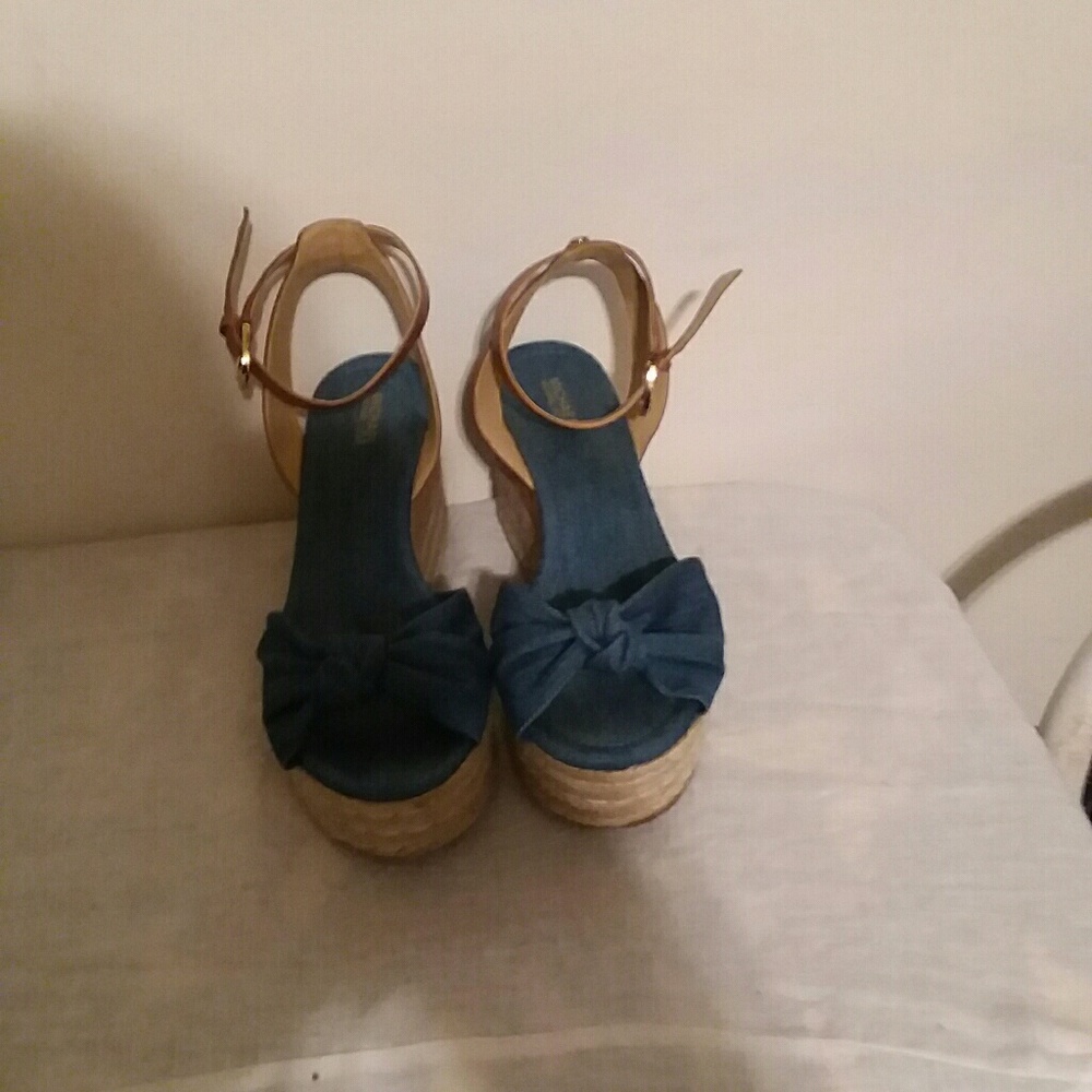 Michael Kors denim platform espadrill sandels.